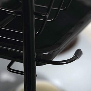 PDGJG 2-Tier Kitchen Dish Storage Drain Rack Set Plate Bowl Spoon Storage Frame Steel Storage Basket Organizer