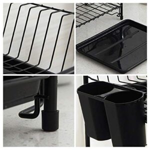 PDGJG 2-Tier Kitchen Dish Storage Drain Rack Set Plate Bowl Spoon Storage Frame Steel Storage Basket Organizer