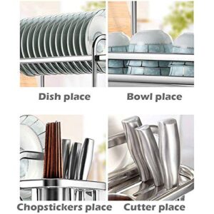 PDGJG 2 Tier Thicken Stainless Steel Dish Drying Rack Kitchen Shelf Basket Plated Kitchen Knife Sink Dish Drainer Drying Rack Organizer