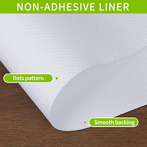 HooTown Shelf Liner Kitchen Cabinet Drawer Mats 17.5 Inch Wide x 6.5 Feet Long, Non Skid EVA Plastic Washable Oil Proof Pad for RV Drawer, Dish Plate Slippery Protection,White