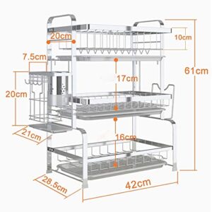 PDGJG 3 Layer Stainless Steel Cutlery Storage Shelf Dish Rack Kitchen Drain Storage Knife Chopping Board Holder Home Supplies