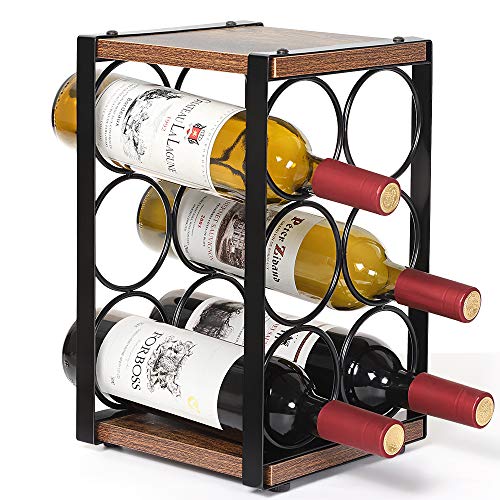 Wine Rack, Countertop Wine Holder for 6 Bottle Wine, Perfect for Home Décor Bar Wine Cellar Basement Cabinet Pantry