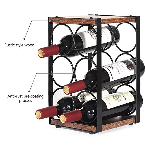 Wine Rack, Countertop Wine Holder for 6 Bottle Wine, Perfect for Home Décor Bar Wine Cellar Basement Cabinet Pantry