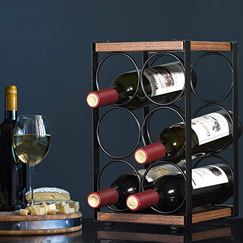 Wine Rack, Countertop Wine Holder for 6 Bottle Wine, Perfect for Home Décor Bar Wine Cellar Basement Cabinet Pantry