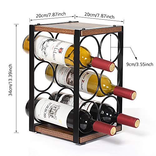 Wine Rack, Countertop Wine Holder for 6 Bottle Wine, Perfect for Home Décor Bar Wine Cellar Basement Cabinet Pantry