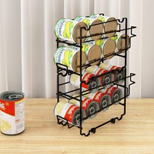 ShellKingdom Stackable Beverage Soda Can Dispenser Organizer Rack, [2 Set] Rolling Beverage Rack, Can Storage Holder for Pantry Refrigerator (Black)
