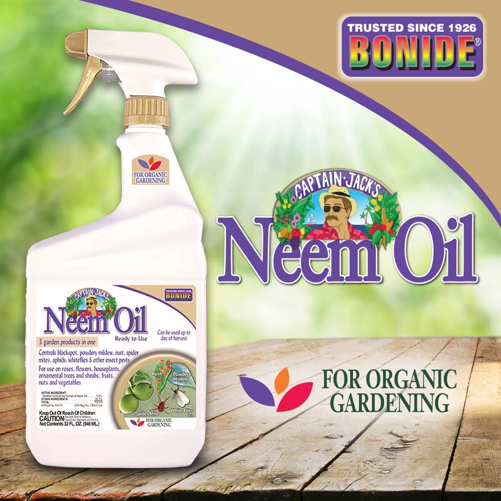 Bonide Captain Jack's Neem Oil, 32 oz Ready-to-Use Spray, Multi-Purpose Fungicide, Insecticide and Miticide for Organic Gardening