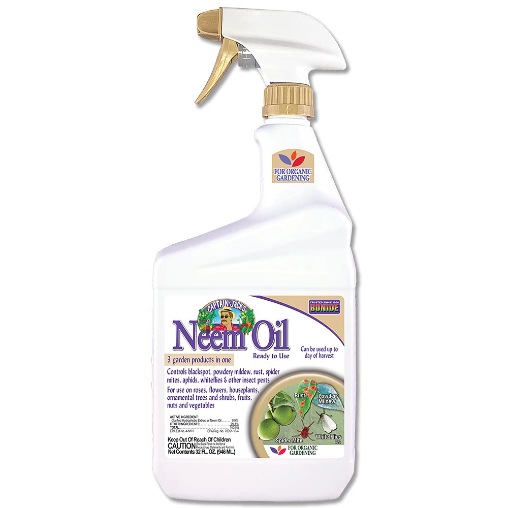 Bonide Captain Jack's Neem Oil, 32 oz Ready-to-Use Spray, Multi-Purpose Fungicide, Insecticide and Miticide for Organic Gardening