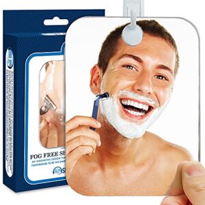 Shave Well Deluxe Anti-Fog Shower Mirror - Fogless Bathroom Shaving Mirror - for Men and Women - Large - Removable Adhesive Hook - Frameless - Portable - Ideal for Travel, Camping, Gym - Unbreakable