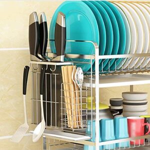 PDGJG 3 Layer Stainless Steel Cutlery Storage Shelf Dish Rack Kitchen Drain Storage Knife Chopping Board Holder Home Supplies