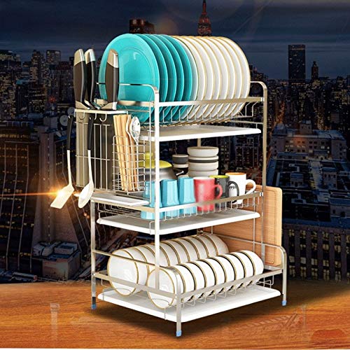 PDGJG 3 Layer Stainless Steel Cutlery Storage Shelf Dish Rack Kitchen Drain Storage Knife Chopping Board Holder Home Supplies