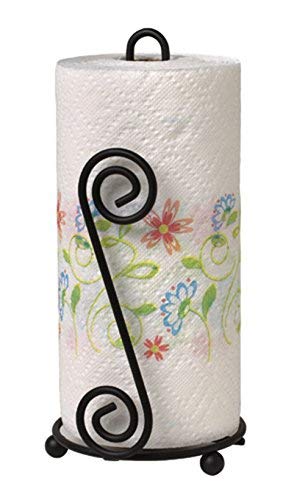 Spectrum Diversified Scroll Paper Towel Holder for Kitchen Countertop & Dining Room Table, Black