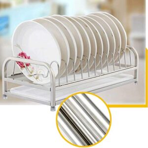 PDGJG Kitchen Single Layer Wire Storage Home Organizer Cabinet Bowl Dish Drain Rack Shelf Pan Stand Stainless Steel Holder