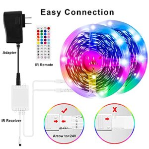 100ft Led Lights for Bedroom, APP Control Music Sync Color Changing,Ultra Long RGB 5050 Led Strip Lights with 44Keys IR Remote for Christmas Room Home Decoration