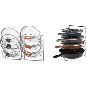 simple houseware pot lid organizer rack + adjustable pan organizer, chrome