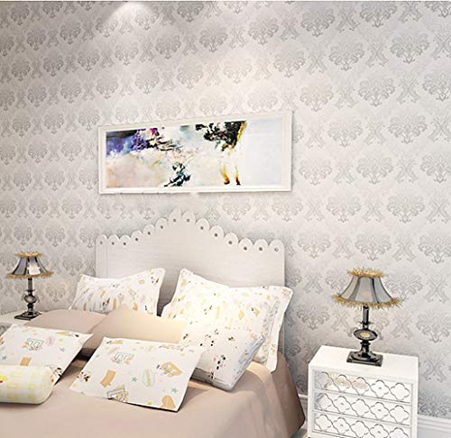 Emoyi Silver Damask Pattern Self-Adhesive Paper for Shelf Liner Peel Stick Wallpaper Counter top Sticker 17.7''x78''