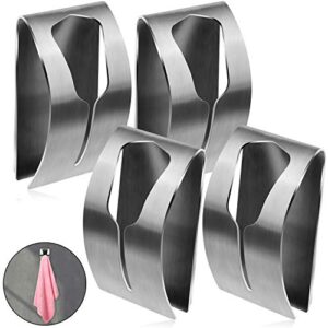 4 pieces self adhesive hand towel hook holder grabber stainless steel kitchen towel hook rack wall mount non drilling required towel hangers hand towel hook tea towel holders for bathroom kitchen