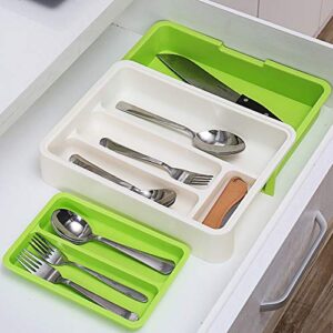 TJLSS Kitchen Drawer Organizer Plastic Storage Drawer Cutlery Tray for Drawers Divider Durable Utensil Multi Partition Safe Easy Clean ( Color : Gray )