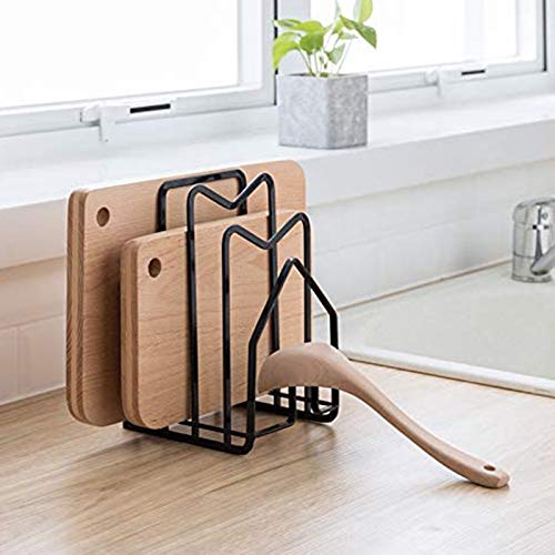 QULIT Cutting Board Rack Chopping Board Organizer Stand Holder Kitchen Countertop Pots Rack Organizer Flat Steel