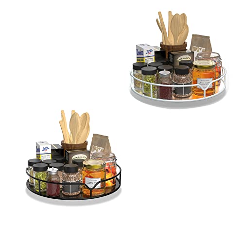 2 Pack - Lazy Susan Turntable Organizer - 10" Metal Rotating Spice Rack for Cabinet Pantry Refrigerator