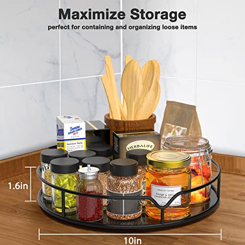 2 Pack - Lazy Susan Turntable Organizer - 10" Metal Rotating Spice Rack for Cabinet Pantry Refrigerator