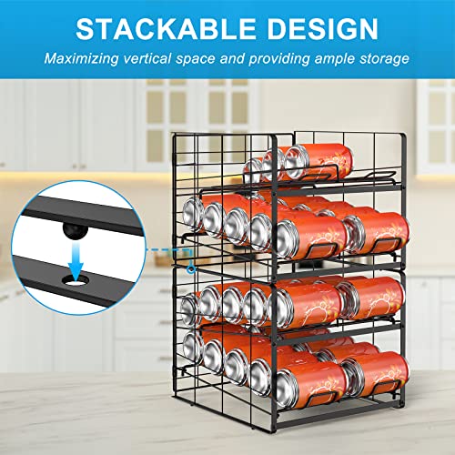 OYEAL Pantry Can Organizer, Stackable Soda Can Organizer for Pantry Beverage Holder Dispenser for Cabinet, Refrigerator, Holds 20 Cans Each, 2 Pack