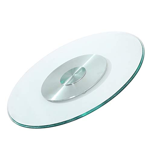 32-40inch Rotating Tempered Glass Tray, Round Lazy Susan Turntable Rotatable Serving Plate Aluminum Bearing Smooth Easy to Share Food