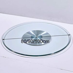 32-40inch Rotating Tempered Glass Tray, Round Lazy Susan Turntable Rotatable Serving Plate Aluminum Bearing Smooth Easy to Share Food