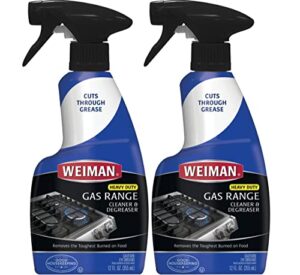 weiman gas range and stove top cleaner and degreaser – 2 pack – dissolves cooked on food and stains
