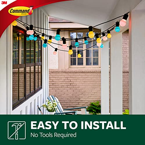 Command Outdoor Light Clips, Damage Free Hanging Outdoor Light Clips with Adhesive Strips, No Tools Wall Clips for Hanging Outdoor Lights and Cables, 20 Clear Clips and 24 Command Strips