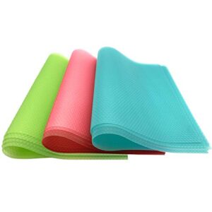 obscyon 12 pack refrigerator mats, refrigerator liners washable fridge mats shelves drawer table placemats 29*45cm (4 green, 4 pink, 4 blue)