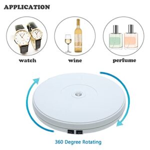 Erfo Motorized Rotating Turntable with LED, 10inch/25cm Diameter Electric Display Turn Stand, 360 Degree Rotation for Showing Jewelry, Watch, Digital Product, Wine, Collectibles (White)