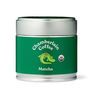 chamberlain coffee 100% organic matcha japanese green tea powder, vegan, gluten-free 1oz tin
