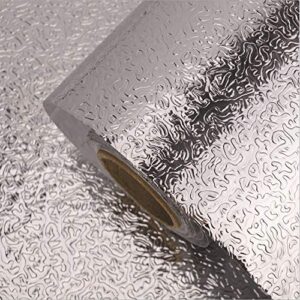 zyamy self adhesive shelf liner drawer liner peel and stick aluminum foil wallpaper cabinets shelf sticker, creative backsplash paper silver tone for home/kitchen/bathroom, 15.7x 78.7inch, texture
