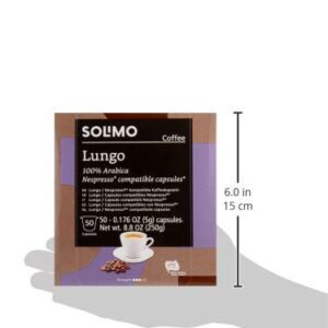 Amazon Brand - Solimo Lungo Capsules 50 CT, Compatible with Nespresso Original Brewers