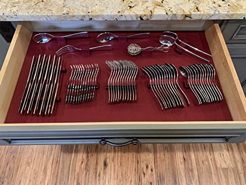 Silverware Drawer Lining Kit in Maroon - Holds 70 Pieces