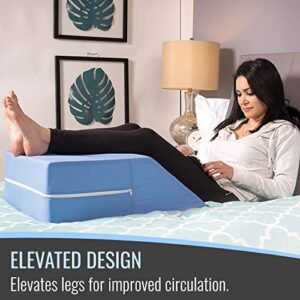 DMI Wedge / Leg /Bolster Pillow, FSA Eligible Incline Pillow for Leg Elevation, Snoring, Circulation, Pregnancy, Sciatica, Leg Rest or Foot Elevation, Blue, 24 x 20 x 8