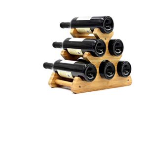 AGGICE Wine Rack, Bamboo Wood Wine Racks Countertop, 6 Bottles Wine Storage Holder Stands for Counter