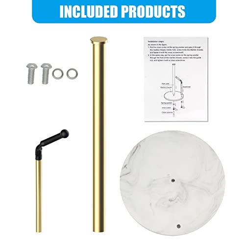 Gold Paper Towel Holder Countertop with Heavy Marble Base,Tension Arm Standing Paper Towel Rack for Easy One-Handed Operation,Rusts-Proof Sturdy,Fits in Kitchen or for Bathroom