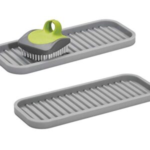 iDesign Lineo Kitchen Sponges, Scrubbers, and Soap, Sink Tray-Set of 2