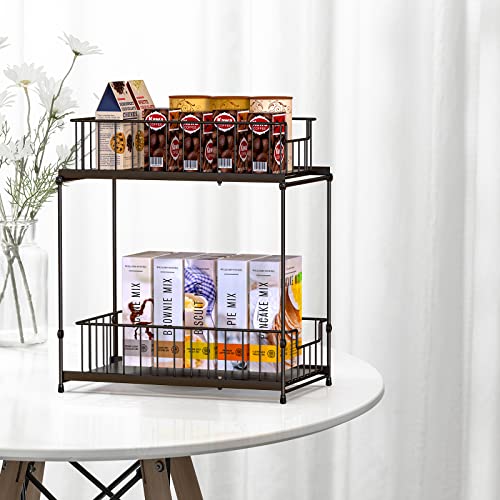 FixOwl Under Sink Organizer, 2-Tier Kitchen Cabinet Organizer with Sliding Storage Basket Drawers, Multi-purpose Cabinet Organizer Black