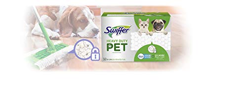 Swiffer Sweeper Pet, Heavy Duty Dry Sweeping Cloth Refills with Febreze Odor Defense, 32 Count