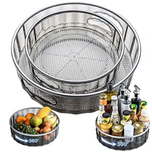 iaxsee 2 sizes lazy susan turntable spinning spice rack organizers multifunctional round clear rotating cosmetic containers, for cabinet countertop pantry fridge bathroom (grey)