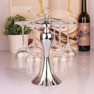 NUPTIO Classic Elegant Tabletop Wine Cup, Rack 6 Wine Glass Holder Storage Freestanding stemware Rack Display Holder, Upside Down Hanging Cup Organizer Display Drying Rack Stand (Silver)…