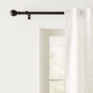 Amazon Basics 1-Inch Curtain Rod with Round Finials - 1-Pack, 72 to 144 Inch, Black