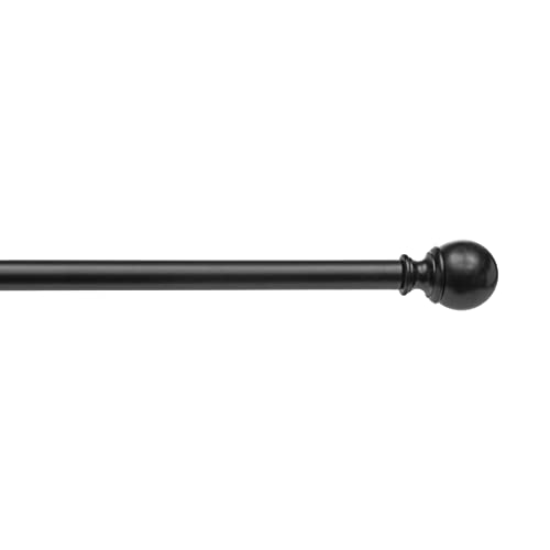 Amazon Basics 1-Inch Curtain Rod with Round Finials - 1-Pack, 72 to 144 Inch, Black