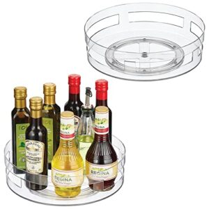 mdesign lazy susan turntable plastic open vented spinner for kitchen/bathroom, pantry, fridge, cupboards, counter organizing, fully rotating organizer for food, 11.5″ round – 2 pack, clear
