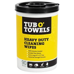 tub o towels tw90 heavy-duty 10″ x 12″ size multi-surface cleaning wipes, 90 count per canister