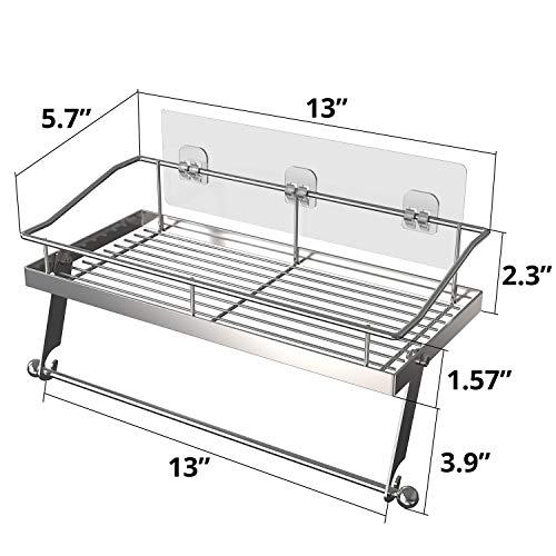 GeekDigg Paper Towel Holder with Shelf, Adhesive Wall Mount Paper Towel Holder for Kitchen & Bathroom, Stainless Steel, Durable Metal Wire, No Drilling