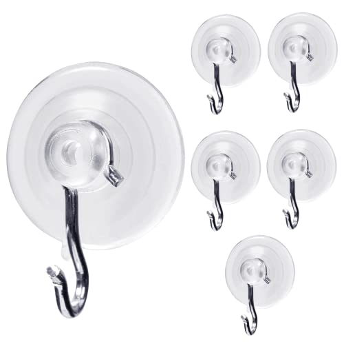 Suction Cup Hooks Wall Hooks for Hanging All Purpose Hook Wall Hangers Without Nails Heavy Duty Wall Hooks-Made in USA (3 lbs/ 6 Pack)